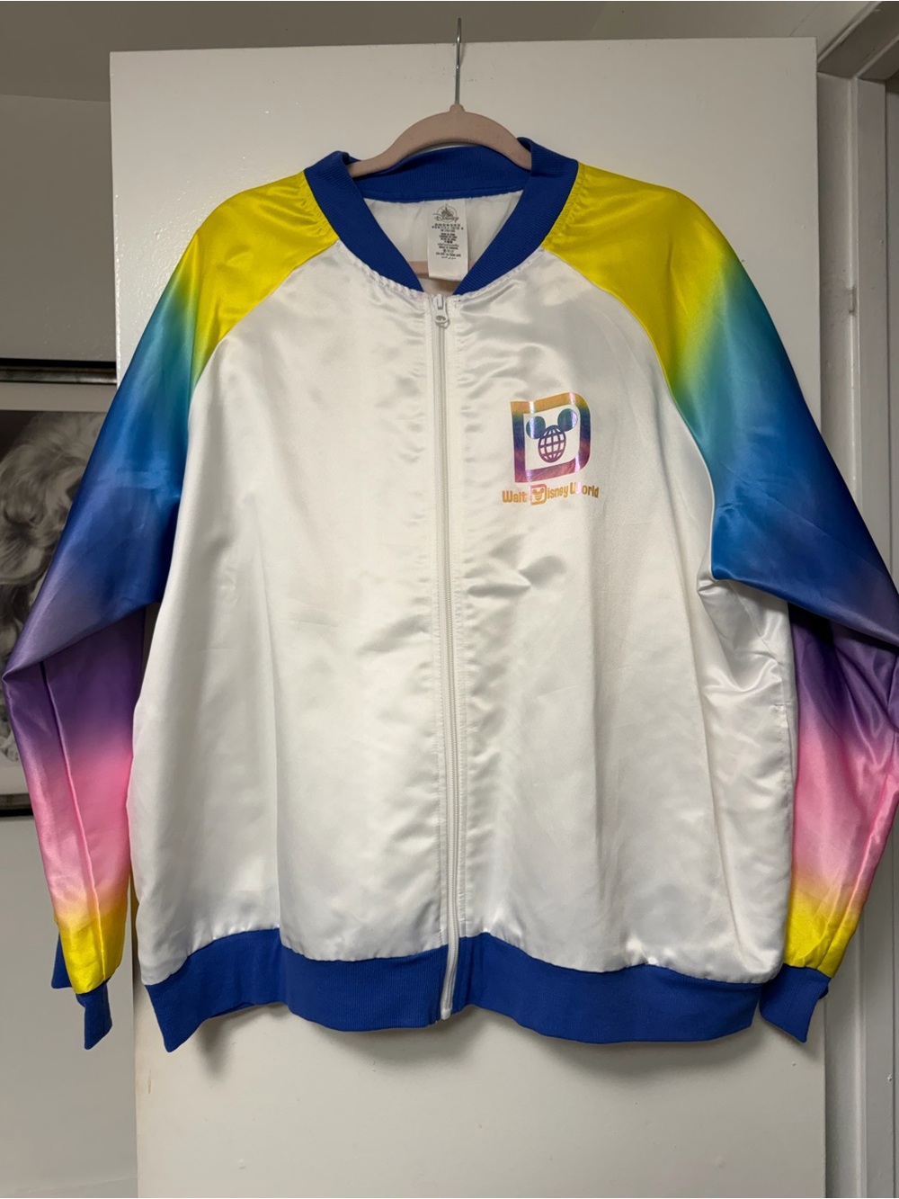 Walt Disney World Unisex Rainbow Sateen Bomber Jacket, 2x